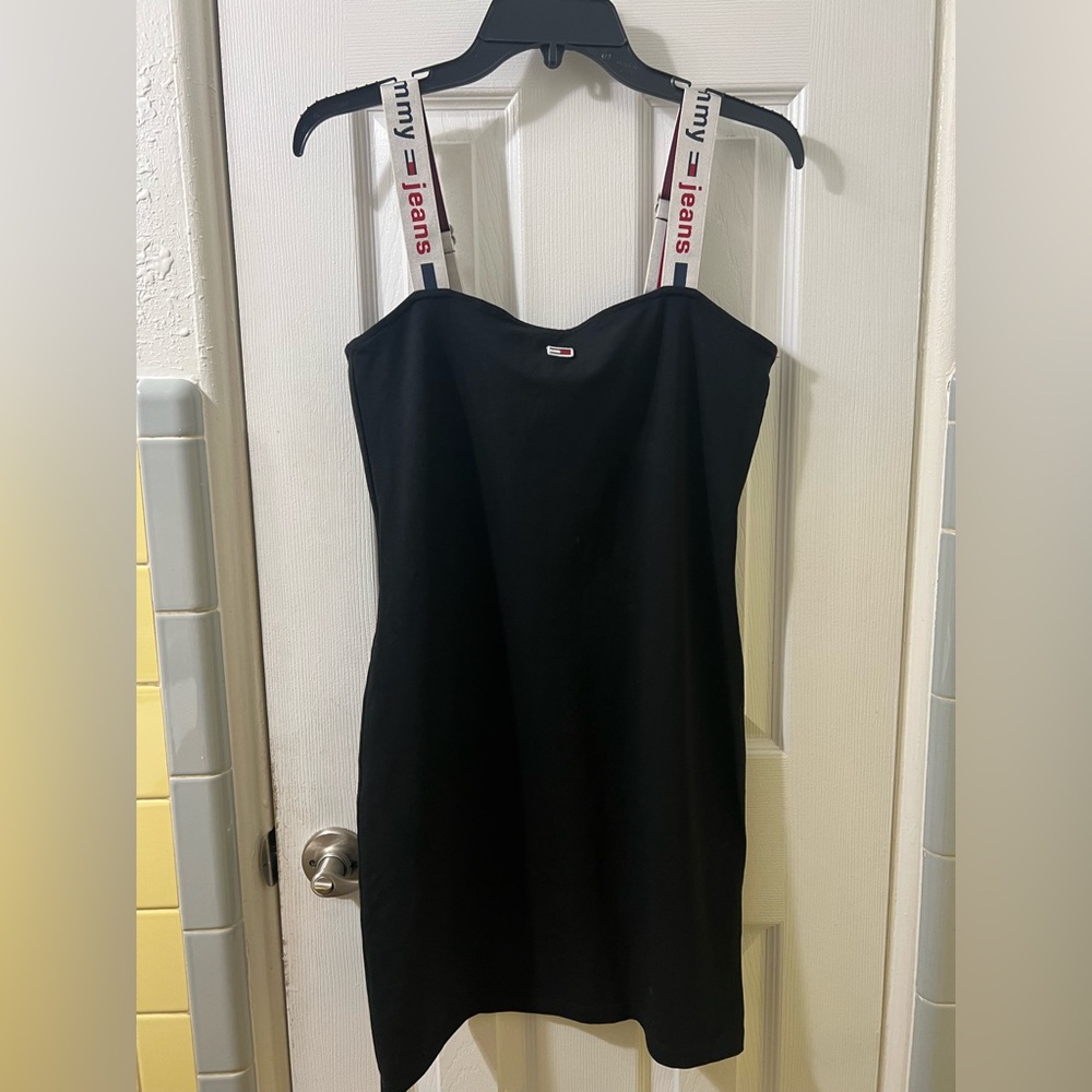 Tommy Jeans Black Dress with Logo Straps Street Wear